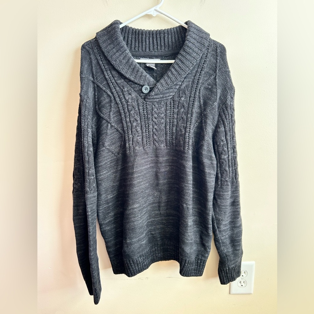 Method Mens Grey Knit Sweater Cowl Neck L